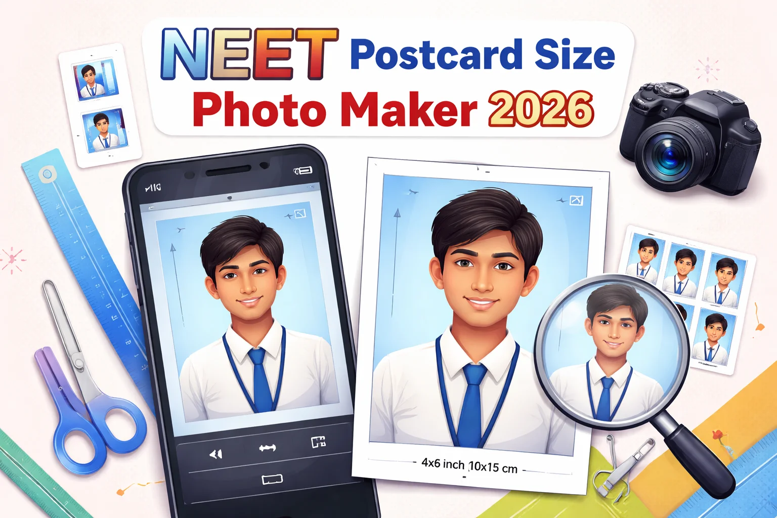 NEET Postcard Size Photo Maker 2026 4x6 Photo Signature Thumb Impression