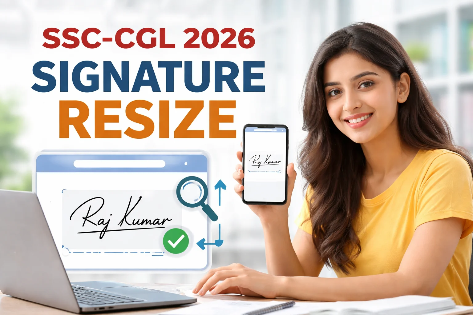 SSC CGL 2026 सिग्नेचर रिसाइज़ — 10KB–20KB, 236×79 px, JPG फॉर्मेट — FatafatResize.in