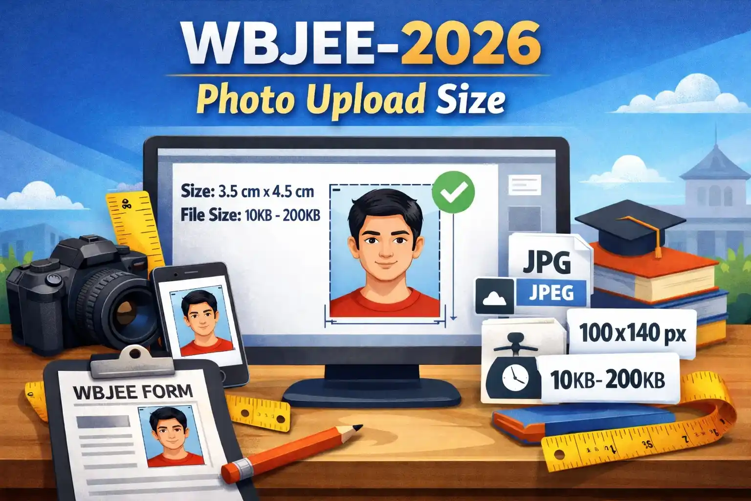 WBJEE 2026 Photo Upload Size — फोटो और सिग्नेचर रिसाइज़ टूल — अपलोड एरर तुरंत ठीक करें